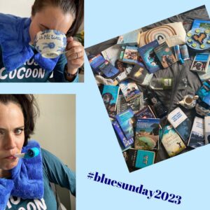 Jennie Jacques Instagram - Throwing a blue 📖 teaparty 🎉 to join in with the fabulous @teapartyform.e #bluesunday2023 
*I did not drink the whiskey 🥃 but it had #vikings on it so thought I’d feature 😂 @historyvikings Queen Judy prob had a nightcap in the palace?!
*
Despite some difficult years 😰 I am lucky 🍀 (& beyond grateful) to be seeing improvement/consistency with my health! Still a shadow of my former self but in my 5th year I’m able to do more with better consistency than I once was. 
*
Even at its mildest this illness can be extraordinarily limiting… & for some people it’s severe & constant #millionsmissing 
*
What can WE do to help?
^
Well? Today… you can click the link in my bio & make a donation via @teapartyform.e website to one of the charities! The idea of #bluesunday is to donate what you’d pay for a tea/coffee & some cake at a cafe ☕️ but actually have it at home, wear something blue & tag 🏷️ to share! 
*
I am wearing my @themirandashop @realmirandahart PJ’s #imustcocoon & drinking from my @sassandbelle tea cup 😊 & my blue microwaveable neck & shoulder wrap #snugasabug
