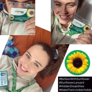 Jennie Jacques Instagram - I spy with my little eye 👁️ the most iconic #wildflower 🌻 
*
Thank you @sunflowerlanyardscheme for representing #mecfs #myalgicencephalomyelitisawareness 
*
I am not able to get out half as much as used too, but when I can it’s a real blessing to wear the #sunflowerlanyard which indicates I have a disability. Sometimes I need to sit (or lay down) and often I need to elevate my legs. By wearing this 🌻 people understand I might need some assistance 😊 and/or the symbol stops a person from approaching to try to prevent me from putting my feet up on an extra chair 🪑 💥 which is nice 👌 
*
I read recently the sunflower is not regarded as a single flower but a bunch of flowers! I think that is a beautiful concept for us all coming together to stand strong 💪 
*
#disability #disabilityawareness #mecfs #longcovid #pots #dysautonomia #sunflowerlanyardscheme