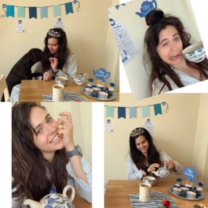 Jennie Jacques Instagram - It’s #meawarenessday May 12th 🦋 coinciding with #florencenightingale bday who was sadly bedridden 🛌 for most of the later half of her life! See @smileforme post ⬆️ I’ve also included a post from @longcovidsos 💥for fighting the good fight together is key - along with my #tb posts of @teapartyform.e celebrating 🥳 #bluesunday 
*
This Sunday I’ll be joining @teapartyform.e #bluesunday2023 & hopefully throwing some sort of blue themed party 🎉 it’s so easy to join in; 
1. wear something blue 💙 
2. get out your fave cups, saucers & maybe a slice of cake 🍰 
3. donate what you’d pay in a cafe to one of the #mecharities - I’ll pop @teapartyform.e donation page as a link in my LinkTree 🌳 check the old bio ⬆️ 
*
If you enter the @bake4mecfs contest, why not take a slice of what ever you bake with a coffee ☕️ over to @teapartyform.e & get partying with us! 
*
Each year I have had a different tea party 🎈 to join this incredible @teapartyform.e fundraiser - one with my dog 🐶 - a virtual party with @historyvikings Queens @officialamybailey @therealalyssas @katherynwinnick 💥 & a blue themed books-in-bed party too 😂 
*
A toast to light hearted ways to raise funds & awareness for a dark illness & moreover to including the #millionsmissing