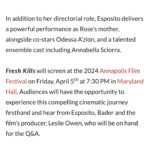 Jennifer Esposito Instagram - Fresh Kills hat- check Another great review- check Lint brush- absent. 😎😂 @freshkillsfilm follow and come along for the ride to the release. See you all at @annapolisfilmfest next week! And yes that hat is fly- designed by the amazing artists @sabet