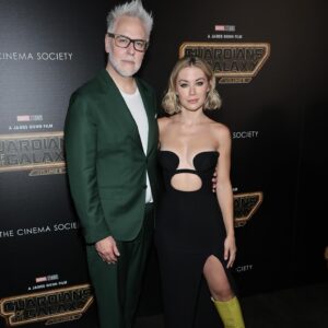 Jennifer Holland Instagram - Happy Release Day @guardiansofthegalaxy ! I can not properly convey in this caption the deep love I have for this film and this trilogy. Go see this movie on the best screen possible, grab some snacks and some tissues, and settle in for a beautiful, exciting, badass, emotional experience that will make you laugh until you cry, and cry until you laugh. ♥️✨ 
………..
Makeup: @gitabass 
Hair: @creightonbowman 
Stylist: @jordanshilee 
Dress: @nensidojaka 
#gotg #gotgvol3