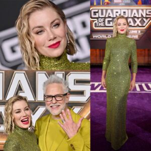 Jennifer Holland Instagram - I’m so proud of this man @jamesgunn and this emotionally charged, incredibly beautiful, funny and nuanced conclusion of one of the best trilogies ever made: @guardiansofthegalaxy vol 3. I’m so grateful that I got to be a part of this decade long journey with my partner and so many other insanely talented, wonderful people. 
……………………………………………..
Maybe life is like a Pointallism painting. Sometimes you just need to get some distance for the whole beautiful picture to come into focus. Trust the journey. ✨ 
My makeup: @rachelgoodwinmakeup 
My Hair: @lisasatornhair 
My Stylist: @jordanshilee 
James grooming: @louisemoonhair 
James stylist: Emily Diddle