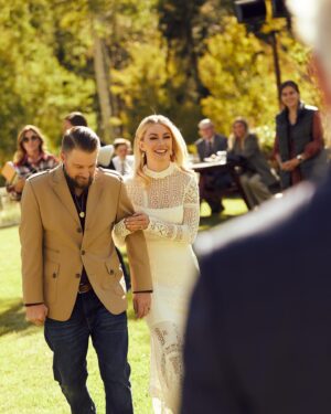 Jennifer Holland Instagram - After over 7 years together, I finally married the love of my life, @jenniferlholland. What an incredible, beautiful, stunning day surrounded by the most wonderful family and friends in the world. And, yes, that’s a moose that showed up as the ceremony began! And also, yes, @originalfunko made our wedding cake toppers designed on our actual tux and gown (Jenn wouldn’t let me see them before the wedding because her dress was too perfectly done!) And, yes, we had Sunday fun festivities including a Marvel vs DC softball game (@michael_rooker played on both teams!)
 
Thanks to @eksevents for planning everything!
Photos 1, 3, 5, 7, 8, 9 & 10 by @jonnymarlow 
Photos 4 & 6 by @jessmigliophoto 
Stylings by @carrielauren @lexfordays @victordevita
Jenn’s Hair by @lisasatornhair
Jenn’s Makeup by @rachelgoodwinmakeup
My grooming by @louisemooninc