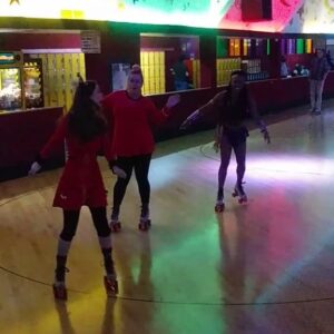 Jenny Nicholson Instagram - For Krystina's birthday we did a costume roller rink night and of the people who weren't too scaredy-cat to skate there were only 2 cumulative falls