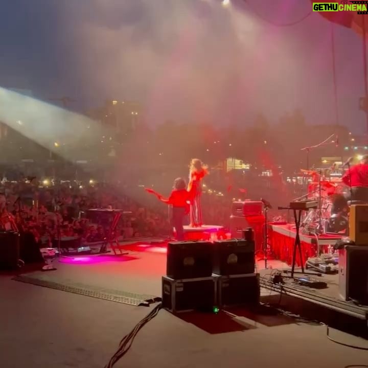 Jenny Lewis Instagram - back in nash for a few days before joining @beck & @wearephoenix @sirchloe JOY’ALL tour cont…. w/ @cassmccombs @amarillohighway 1) gummy bear factory @haribousa B). rare view 3). werk @megbrittcole 4). GUNS @naftheband 5). haunted balloon 🎈 6). channeling karen black w @cassmccombs 7 ). my note & photos to @theatlantis_dc & @930club 8). LOVE 9). eating my own face 10). more quiet jams in the dressing room