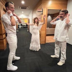 Jenny Lewis Instagram - so far 
so FUN! 
@postalservicemusic 
i love my dads  @jimmytamborello @gibbstack @deathcabforcutie 
BLESS! 
fits by @rodarte