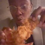 Jessica Betts Instagram – Mukbang eating videos be like 🦞🍤😋🤣👽