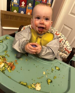 Jessica Fox Instagram - The reality of baby led weaning. Mess. So much mess, but look how pleased with himself he is. Sometimes the cleaning up can feel relentless but giving River the freedom to explore, taste, squish (sometimes throw) and be in control of his weaning journey and building a healthy relationship with food is the goal. If you are in the middle of it and feeling tired, stressed and wondering if you are doing the right thing and if anything is actually going in. I see you. 

And don’t get me started on water drinking.🫠