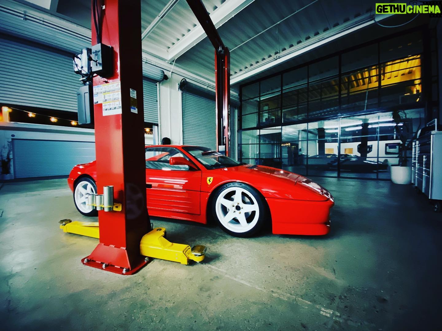Jessica Hart Instagram - #sneakpeak : My baby girl coming together, big shoutout to @race.service and Joey @emotion_engineering for sprinkling your sweet magic on her.. Big things happening 😛 stay tuned! #ferrari348