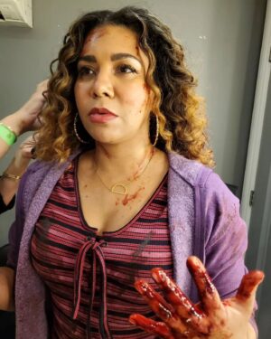 Jessica Pimentel Instagram - Besides being named as one of the best shows of 2023, The talented makeup and SFX makeup team
Of @thehorrorofdoloresroach @blumhouse  are honoured for the consideration in the "Best Contemporary Makeup" category in the 706 Guild Awards!!!! 
I got off easy dealing with the blood and gore on this show, others.. not so much 😂💆🏽‍♀️🪓🥟🍽️
Guild members and artists - please consider voting for us for the nomination!! 

#repost @kombatbaby : 
Makeup by me for @thecrusher007 as Flora Frias in @thehorrorofdoloresroach!!!!
I loveeeee Jessica and I had a real blast painting her face - a treat to have in the chair, hilarious and sweet!!!! (last two photos were our makeup test! Testing that bloooooood too!!!)
Makeup HoD @theoriginalbrownartist 
Co-HoD @carla_mckeever

We Love and empanadas @muahs_awards
(Some brands used... @armanibeauty
@maccosmeticscanada @rcmamakeup @makeupforever)
#thehorrorofdoloresroach #Makeup #mua #iatse706 #706guildawards #torontomua