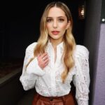 Jessica Rothe Instagram - Press day oh heyyyy ❤️ Thank you to the brilliant @mollyddickson @jennakristina and @bobbyeliot for reminding me that beautiful clothes and fancy makeup and hair are a lovely alternative to my usual COVID uniform of day old sweats and a messy top knot. @divine__heritage @katespadeny @annasheffield @allmylifemovie @universalpictures