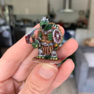 Jessica Rothe Instagram - Last night a fully painted GROCK (a warrior tortle who worships Dwayne “The Rock” Johnson- obvi 🐢🗡😂) made his debut in our D&D game. I’m obsessed. Thanks to @eclem for the model, for convincing me to paint him, and to @zach.rothenberg and @laure_mew for my new dice swaggggg ❤️🤓 #dnd #therock #paintingfigurines