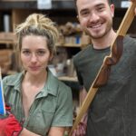 Jessica Rothe Instagram - How to make a bow from scratch- Step 1. Marry a bowyer Step 2. Make a bow *if you cannot complete step 1, head to @lawoodshop ,sign up for their new bow making class, and watch all of your Robin Hood/Katniss Everdeen dreams come true 🏹 #woodworking #archery #shamelessplug