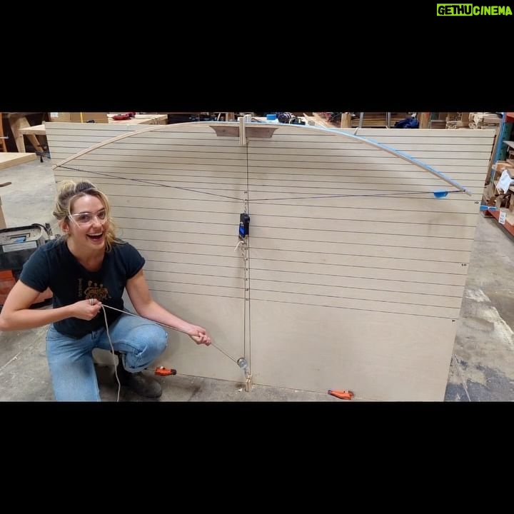 Jessica Rothe Instagram - How to make a bow from scratch- Step 1. Marry a bowyer Step 2. Make a bow *if you cannot complete step 1, head to @lawoodshop ,sign up for their new bow making class, and watch all of your Robin Hood/Katniss Everdeen dreams come true 🏹 #woodworking #archery #shamelessplug