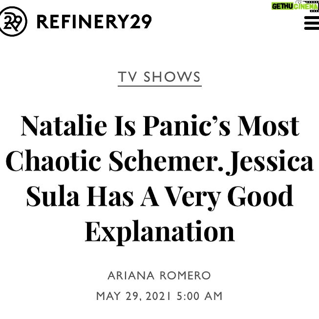 Jessica Sula Instagram - I had the loveliest time chatting to @_arianaromero from @refinery29 about fast and furious, my gorge mum and Panic. Link in bio. 🛑 spoilers ahead.
