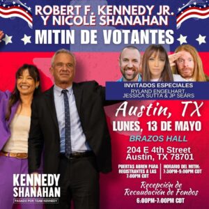 Jessica Sutta Instagram - #Texas it's time to #DECLAREYOURINDEPENDENCE! 🇺🇸 

Monday 05/13 you are invited to the #KENNEDYSHANAHAN24 rally at #BrazosHall! Free to attend just RSVP in the link in our bio! (Doors at 7pm)

Featuring:
@iamjessicasutta 
@awakenwithjp 
@lovebeingryland 

#kennedy #letstalkaboutbobby #atx4rfk #texansforbobby #rfkjr #rfkjr24 #robertfkennedyjr #robertfkennedyjr2024 #austin #austintx #austintexas