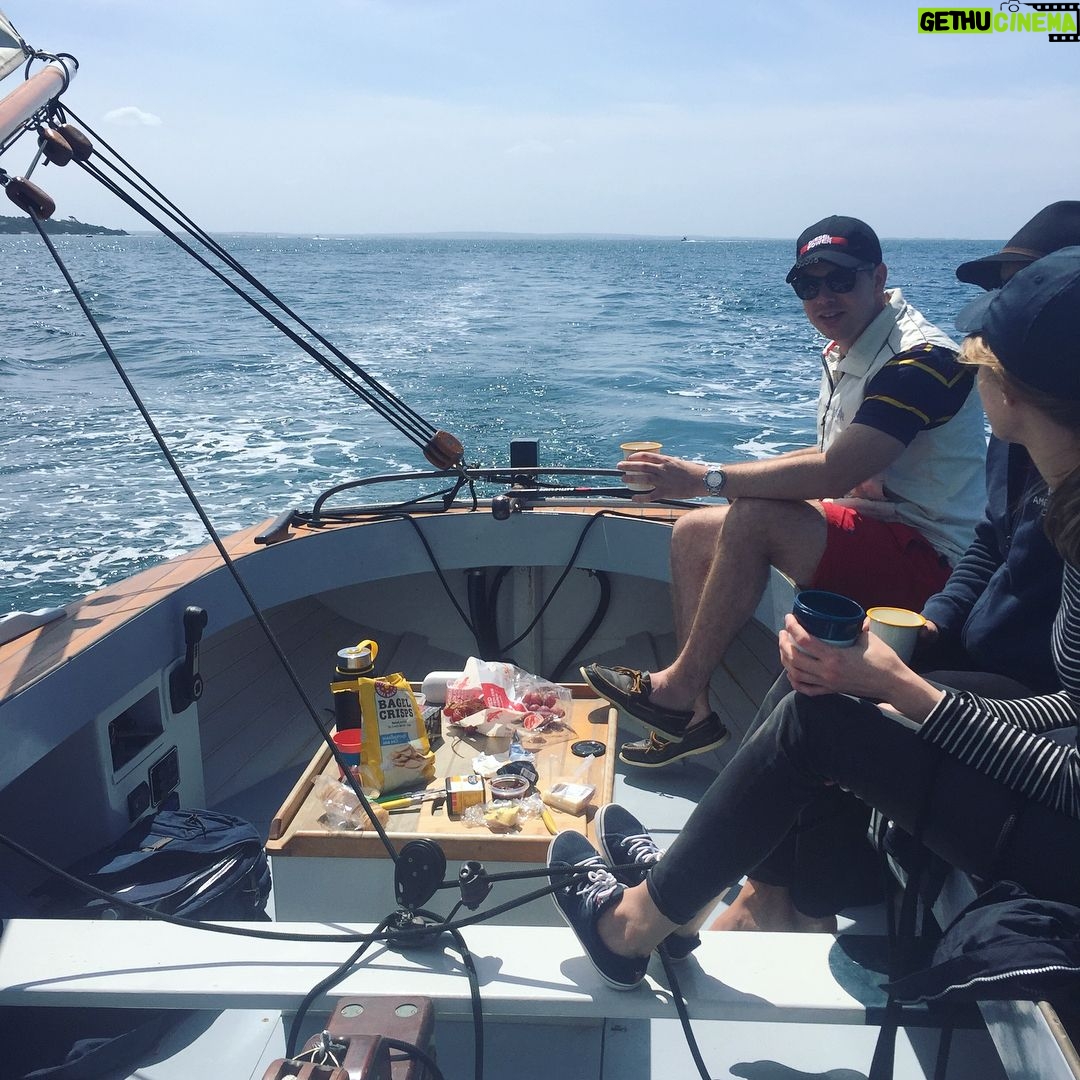 Jessica Watson Instagram - A totally relaxing afternoon on the water going nowhere fast. Love an engine cover that doubles as a cheese board 👌