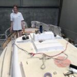 Jessica Watson Instagram - Credence Part 2. Engine overhaul and fixing of important structural things underway and so much shiny new paint. 📷: 1. Absolute happy place (what’s wrong with me) 2. Sister of the century for epic Easter sanding and painting. Poor sis (not pictured - me also in same state) 3. Sanding recovery 👌 4. The return of forewoman Fae (not happy that Aunty’s boat is no longer pink) 5. Topsides or mirror? ✨✨✨ 6. Important details 💛💛💛 7. Latest engine “progress” photo.. 🤔 🎬 Rolling credits: - Heroic sister Emily - Brother-in-law Nick, actually working hard despite concerning progress photo - Gen, nothing better than catch ups over a paint bush - Roy and Karen for the continued incredible food and care - Mum again for driving Fae - @everythingmarineaus (going above and beyond with the hot tip that I should mix the paint.. I shouldn’t be admitting that 🤦‍♀️🤣) - @blackpondmarine #sparkmanandstephens34