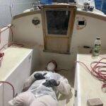 Jessica Watson Instagram - Credence Part 2. Engine overhaul and fixing of important structural things underway and so much shiny new paint. 📷: 1. Absolute happy place (what’s wrong with me) 2. Sister of the century for epic Easter sanding and painting. Poor sis (not pictured - me also in same state) 3. Sanding recovery 👌 4. The return of forewoman Fae (not happy that Aunty’s boat is no longer pink) 5. Topsides or mirror? ✨✨✨ 6. Important details 💛💛💛 7. Latest engine “progress” photo.. 🤔 🎬 Rolling credits: - Heroic sister Emily - Brother-in-law Nick, actually working hard despite concerning progress photo - Gen, nothing better than catch ups over a paint bush - Roy and Karen for the continued incredible food and care - Mum again for driving Fae - @everythingmarineaus (going above and beyond with the hot tip that I should mix the paint.. I shouldn’t be admitting that 🤦‍♀️🤣) - @blackpondmarine #sparkmanandstephens34