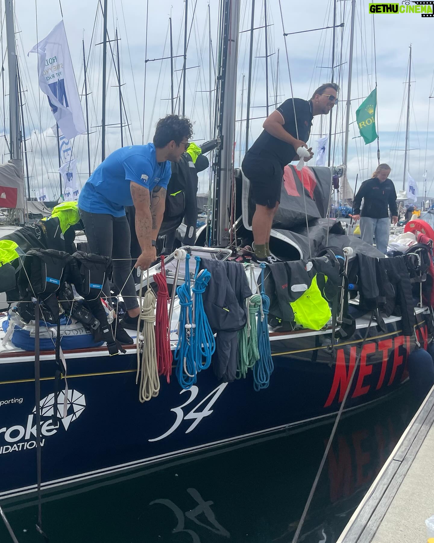 Jessica Watson Instagram - ๐ท @officialrolexsydneyhobart @azzurroyachtracing photo dump: 1. Pretty much sums up the race 2. & 3. Letting down the team with my ๐ถ๏ธ game - anything for a bit of relief from the saltwater onslaught 4. Ready for sked ๐ 5. An S&S34 doing 14 knots ๐ฎ 6. Throwing up a wake on the final approach to the finish line - a very rare few minutes of downwind sailing 7. Azzurro fans ๐ and accurate representation of wave height ๐ 8. Recovery underway. Time to pack the well-used hyperthermia blanket away. 9 stitches in @xavier.doerr โs hand. Letโs not talk about how โwonderfulโ the cabin smells 9. & 10. Just the best to share adventures with mates ๐๐๐