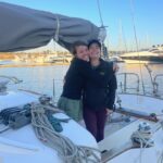 Jessica Watson Instagram - A very different Easter. 🛠️ ➡️⛵️ 📷: 1. Final twilight sail for the season 2. & 3. Spot the Queenslander🧣😂🤰💙 4. This time last year - brutal sanding boot camp (thanks sis!)