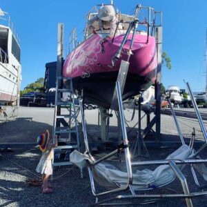 Jessica Watson Instagram - Credence Part 1. (This is going to take a while - patience*, please)

*Directed at self.

The making of Credence, formally known as the #truespirit actress “Pink” - not to be mistaken for the “real” Ella’s Pink Lady who has retired at the @queenslandmaritimemuseum.

📷 A few behind-the-scenes snaps so far: 
1. Getting out of character and back to her roots ⛵️
2. & 3. Forewoman Fae 🔨
4. Now that’s progress👌
5. S&S 34 things, just ❤️

🎬 Credits to date: 
- Niece Fae, of course, and Gugu for driving Miss Fae 
- Everyone for listening to me talk about (obsess over) Credence 
- Roy, Karen and Sara for feeding (extravagantly) and housing exhausted owner (Credence being an energising, not exhausting factor) 
- Scotty and everyone at @everythingmarineaus (biggest thank you reserved for the poor person who has to work inside the lockers) 
- The legend that is ⚫️ Joe 
- Everyone at @theboatworks including passers-by, for icy water deliveries and finger-destroying sticker removal assistance! 
- Brother-in-law Nick (not sure any tools have been lifted yet, but better start on the thank you’s early 🔧😬😏).

#sparkmanandstephens34 
@sparkmanstephens_association 
@sparkman_and_stephens