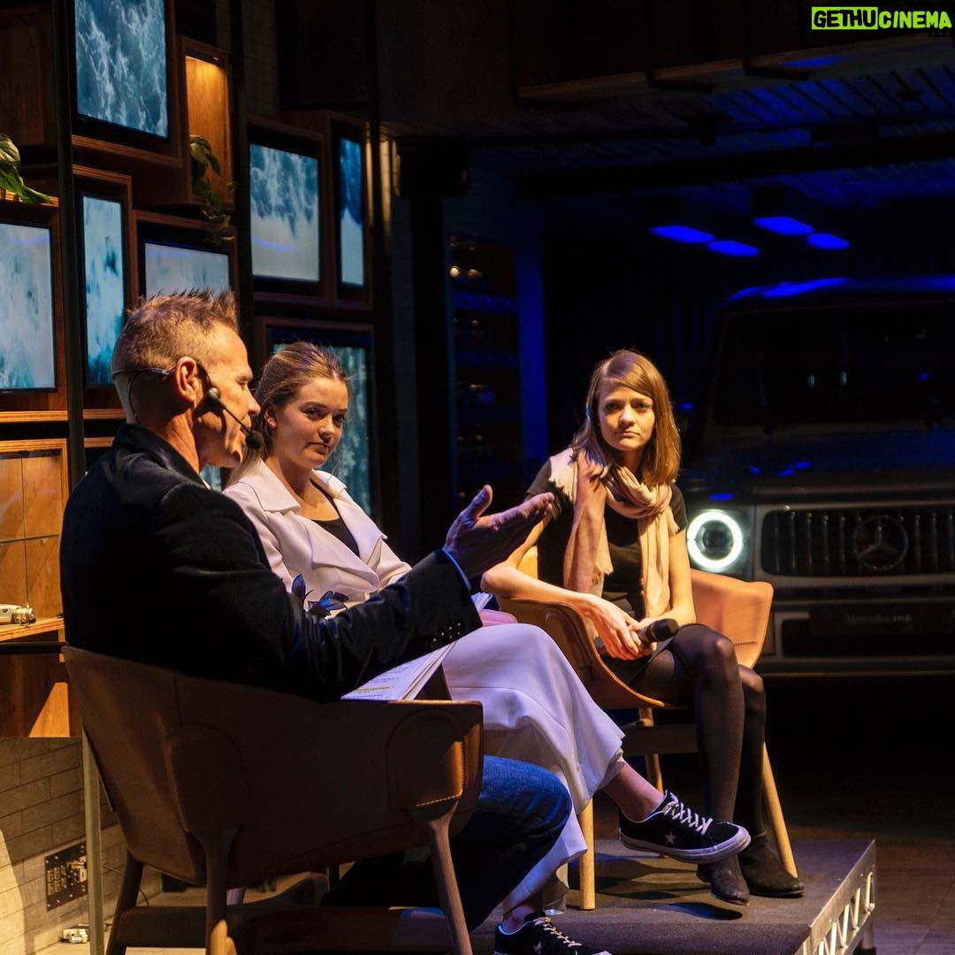 Jessica Watson Instagram - Sharing the stage and swapping stories (not all as serious as my expression implies!) with teenager polar explorer @jadehameister for @mercedesmestore.melbourne earlier this week.