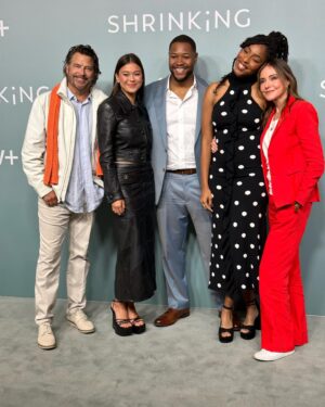 Jessica Williams Instagram - Love our cast and loved our Cute lil’ actors panel for Shrinking last Friday on @appletv ! Thank you for having us!

Dress// @msgm 
Size 11 Heels// @reformation 
Makeup// @cherishbrookehill 
Hair// @milesjeffrieshair 
Stylist// @sarahslutsky 
Style assistant// @carlee___