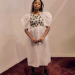 Jessica Williams Instagram - 🪲Entergalactic Premiere Afterparty Look! 🪲 I love @dauphinette.nyc so much! Thank you. Buggy Dress// @dauphinette.nyc True Size 11 shoes// @reformation Socks// @wolford Style// @sarahslutsky Makeup// @rebeccarestrepo Hair// @takishahair