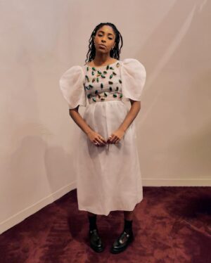 Jessica Williams Instagram - 🪲Entergalactic Premiere Afterparty Look! 🪲 I love @dauphinette.nyc so much! Thank you. 

Buggy Dress// @dauphinette.nyc 
True Size 11 shoes// @reformation 
Socks// @wolford 

Style// @sarahslutsky 
Makeup// @rebeccarestrepo 
Hair// @takishahair