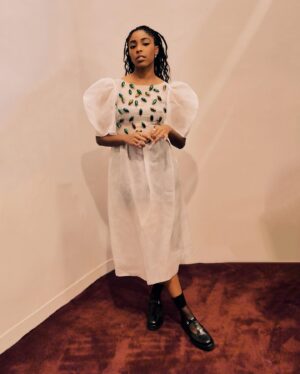Jessica Williams Instagram - 🪲Entergalactic Premiere Afterparty Look! 🪲 I love @dauphinette.nyc so much! Thank you. 

Buggy Dress// @dauphinette.nyc 
True Size 11 shoes// @reformation 
Socks// @wolford 

Style// @sarahslutsky 
Makeup// @rebeccarestrepo 
Hair// @takishahair