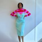 Jessica Williams Instagram - Playful & Fun & Stuff to promote SHRINKING out now on @appletvplus !!!!! Dress & Shirt// @cynthiarowley Jewels & MOODRING (!!)// @mondomondo Size 11 Shoes// @loefflerrandall Stylist// @sarahslutsky Makeup// @cherishbrookehill Hair// @alexander_armand