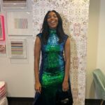 Jessica Williams Instagram – Had a blast looking like a pretty beetle on the @kellyclarksonshow for Shrinking! It airs today! Thank you for having me, Kellz! (I don’t call her that.) 
Makeup// @cherishbrookehill 
Hair// @milesjeffrieshair 
Stylist// @sarahslutsky 
Dress// @stinegoyastudio 
Boots// @charleskeithofficial
Purse// @katespadeny