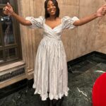 Jessica Williams Instagram – Felt like a tall future space princess in this INSANE (❤️!) @batshevadress for the @filmindependent Q&A for Shrinking! Thank you for having us! 

Dress// @batshevadress 
Bag// @katespadeny 
Shoes// @charleskeithofficial 

Stylist// @sarahslutsky 
Makeup// @cherishbrookehill 
Hair// @larryjarahsims