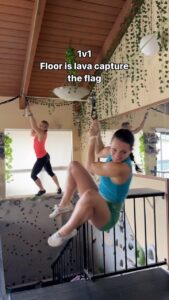 Jessie Graff Instagram - Just two adults hanging out in a super normal way 😂 1v1 floor is lava capture the flag @jessiegraffpwr