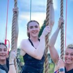 Jessie Graff Instagram - Congratulations on your win @isabella.ninja ! Crazy endurance maintaining pace up a 100ft rope!! So grateful we got to close out another epic Memorial Day at @ubwfit from the top of the world. way to grind it out @ninjasydney13 ! Thank you @thejonbrown for starting it all, for belaying every single year, and for being the ultimate lifeguard- perched 30 ft above stage three, ready to dive in to the rescue the moment anyone is in need. And thank you to the whole rigging team that supplied the ropes and harnesses and kept us safe! And thanks for your awesome drone footage @noah2.99 ! #ultimatebackyardwarrior #ninjawarrior #americanninjawarrior