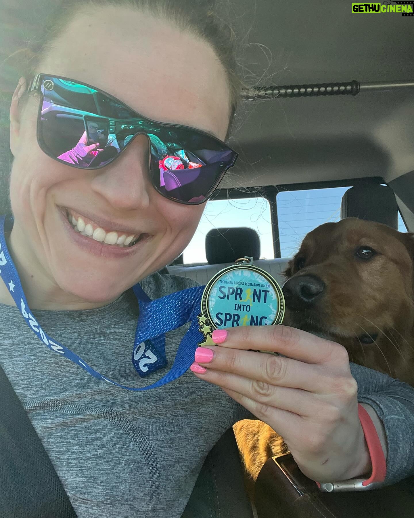 Jessika Evelyn Heiser Instagram - March race accomplished! I set a goal at the beginning of the year that each month I wanted to participate in some sort of organized race! Running makes me feel incredibly strong and powerful and I love challenging myself! While I don’t think today was a PR, I’m glad I got in the work in on this beautiful Sunday with the support of dad and Mister Bowen with me. 🩵