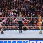 Jessika Evelyn Heiser Instagram - The Queen and King of the Ring Tournament has been 🔥 Proud to be amongst the babes of the blue brand last night 🩵🩵 ✈️ Headed out to our live events in Chattanooga TN and Macon, GA! Let’s have fun! 💪🏻 #smackdown #biancabelair #candicelerae #naomi #niajax #jessikacarr #ladyrefjess