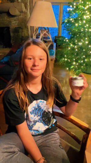Jewel Instagram - Kase has a small candle company - each one made by hand here in our kitchen. If you are looking for a cute Christmas present head to @songlinesbyjewel and order on line! #cleancandles #christmas #present #handmade #kidbiz
