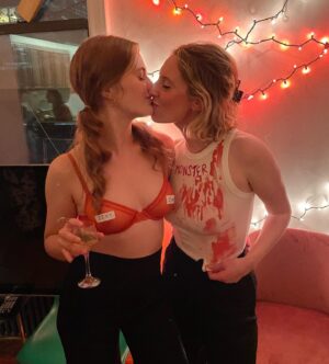 Jo Ellen Pellman Instagram - 2 years of loving bryde 💘

my lil world turned upside down exactly 730 days ago on our first date to cowgirl, and I haven’t stopped smiling (or biting your hat or kissing your cheek) since 😇

love you to the moon and back and then some @brydieoconnor