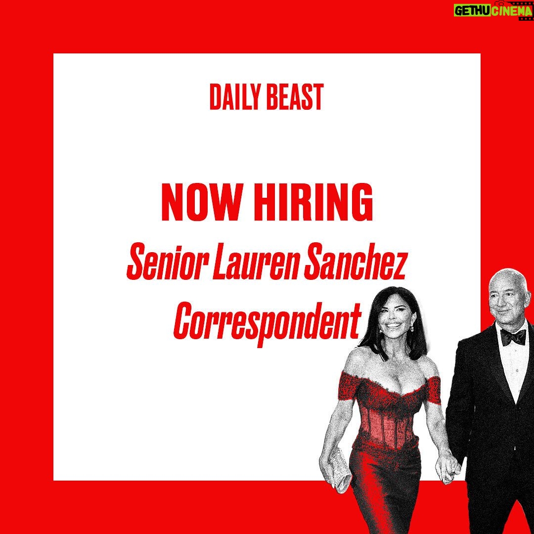 Joanna Coles - 0.9K Likes - Disappointed my favorite restaurateur Keith McNally has gone after Lauren Sanchez. No one since Brooke Astor has dominated the American social landscape faster than Ms Sanchez with her aviation skills, philanthropy and fabulosity. In my first move as Chief Content Officer at the Daily Beast I am appointing a Senior #LaurenSanchez Correspondent. Pls send applications to editorial@thedailybeast.com