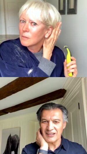 Joanna Coles Instagram - With live guidance from @fredericfekkai @fekkai helping me not to cut my ear off 😂