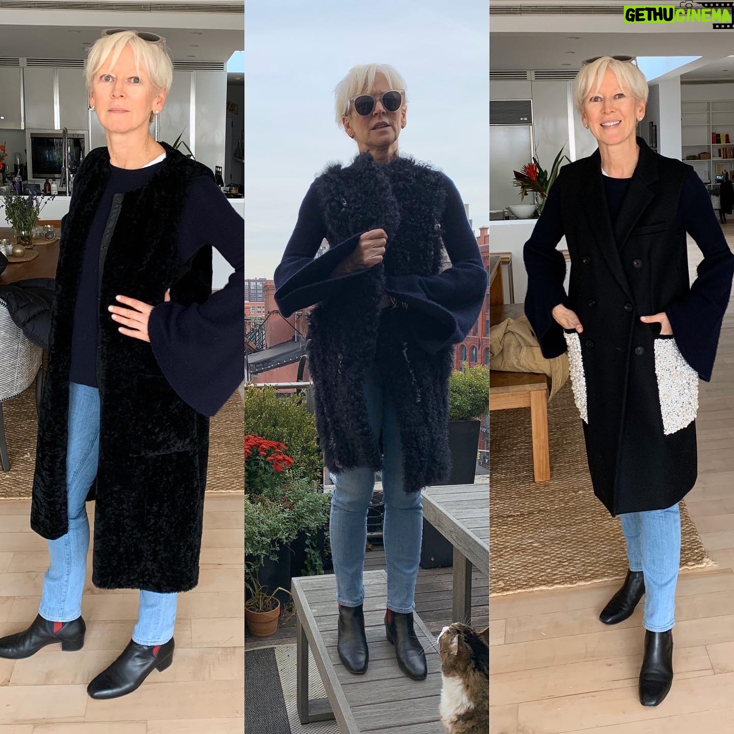 Joanna Coles - 1.4K Likes - Not saying I am obsessed but a long vest is the best solution for a hot/cold fall when you are running to meetings in #NYC. Not as heavy as a full coat...but still a bit of armour for the subway. From my closet these are my faves. From l to r Proenza, Cedric Charlier and Vera Wang 👠👠