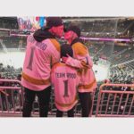 Joanne Wood Instagram - Bitter sweet hockey game last night..going up against Mavs step dad and the Canucks but what a game! We finally got to rock our new Christmas jerseys…still not a fan of the mustard colour though 🙄 @bigwoodmma702 😂🤷‍♀️ #goknightsgo #teamwood #gorickgo