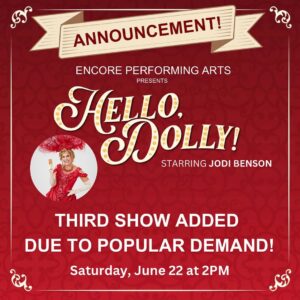 Jodi Benson Instagram - Holy Cabooses! By popular demand we have added an additional Saturday matinee at 2pm for Encore’s upcoming production of Hello, Dolly! starring Jodi Benson. Tickets start at $29. Visit the link in our bio and be sure to get your tickets before the parade passes by! 

A portion of the proceeds for Hello, Dolly! will go directly to benefit Give Kids The World Village, an 89-acre, whimsical nonprofit resort in Central Florida that provides children with critical illnesses and their families with magical wish vacations at no cost. 

@jodi.benson 
@gktwvillage 
@encorecentral