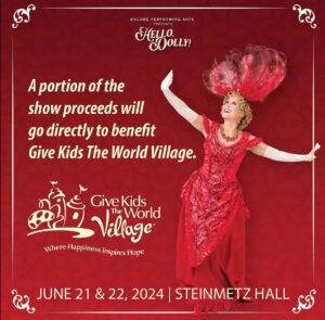 Jodi Benson Instagram - Encore Performing Arts & our entire cast, creative team & crew are honored to partner with Give Kids The World Village for our upcoming production of “Hello, Dolly!”❤️
A portion of the proceeds will go directly to benefit Give Kids The World Village, an 89 acre, whimsical, nonprofit resort in Central Florida that provides children with critical illnesses and their families with magical wish vacations at no cost. This incredible place is so dear to my heart.
Please visit their website at https://www.gktw.org to learn more about this amazing organization!