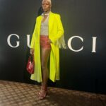 Jodie Turner-Smith Instagram - took the tiniest break from the grid to hop over to nyc and support my @gucci family for their latest store opening during nyfw… and i got to wear one of my favourite looks from the runway 🤑🌱🐉💚🧪🪲