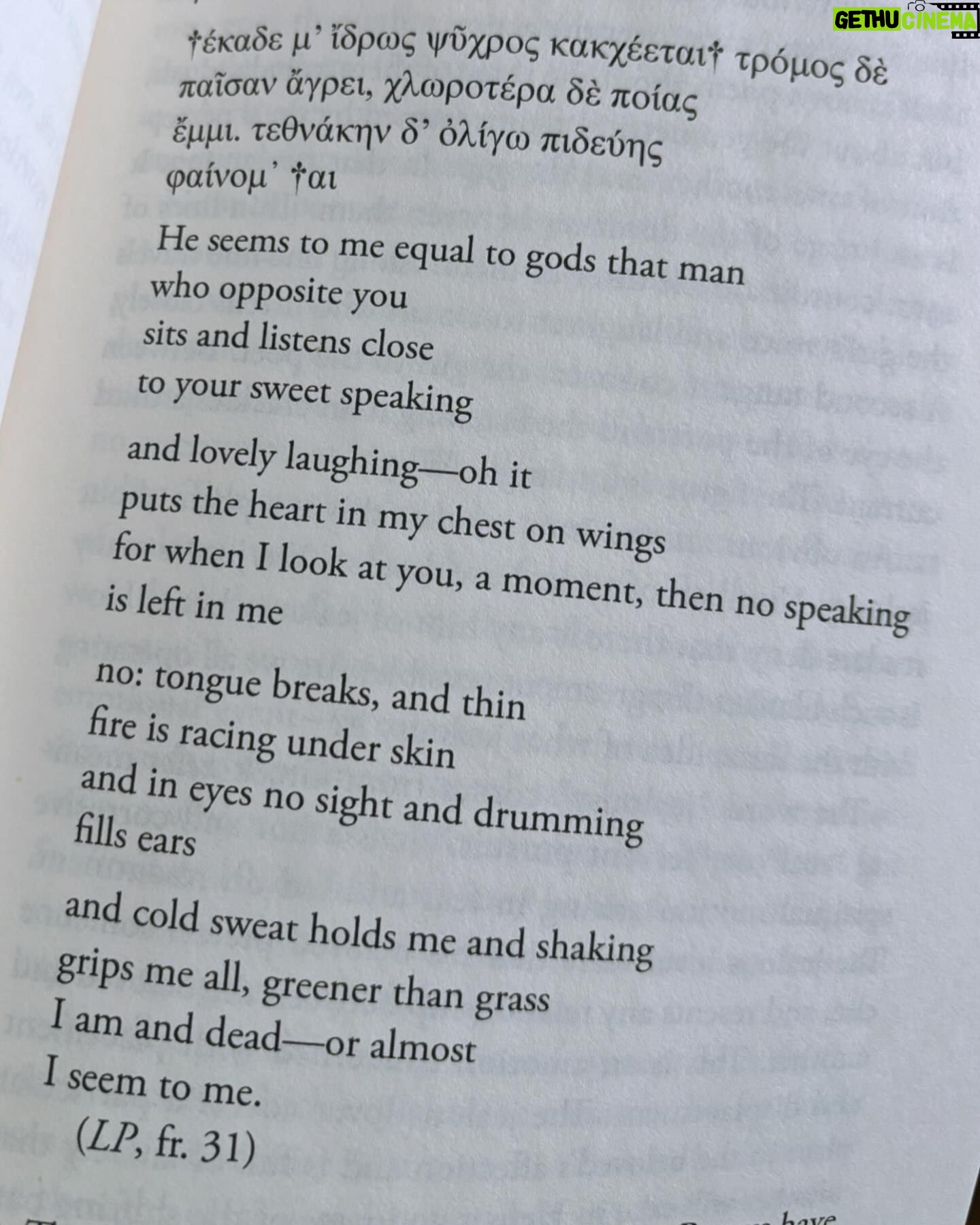 Johnna Dias-Watson Instagram - Fragment 31, by Sappho 610-570 b.c.e., translated by Anne Carson. everything you do lasts