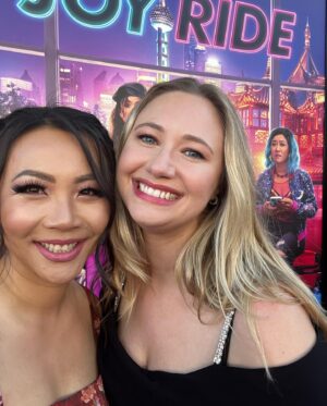 Jona Xiao Instagram - What an amazing, memorable experience at the @joyridemovie premiere & afterparty!  Swipe ⬅️for some fun videos & pics of the star-studded & yummy food-filled evening 🤤 

Joy Ride is one of the funniest movies I’ve seen in a very long time, I was laughing so much that I sometimes missed the next joke that came.  And I cried as well, as the story is also about identity, self discovery, and friendship.  Writer & director @adeleblim is a genius, and the cast is brilliant. 

And shoutout to my awesome  1 @kaylievhart 🤍

Comment below YES if you’re planning on seeing the movie or already saw it!