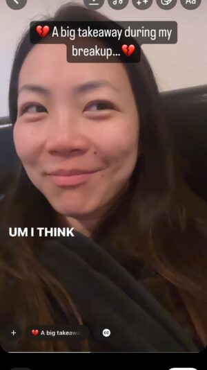 Jona Xiao Instagram - My boyfriend did the most loving thing he could do for us…he broke up with me. 

Honestly, it still feels surreal, but I know this is the best for both of us, as our values are not compatible enough for both of us to thrive within the relationship. 

I just watched The Breakup yesterday (had no idea I was going to get broke up with later that day) and a I wrote this down as a takeaway, “I want to be with someone who WANTS to do the dishes, without them having to sacrifice who they are/want to be.” Him giving me the level of connection that would make the relationship a level 10 for me would be sacrificing his need for independence. So, we’d never be able to both me at a 10, so our ceiling was capped, and he said “I know you’ll find someone who together you can be at a level 20.”

Now it makes sense…a while back I rated my relationship satisfaction an 8 and he rated it a 3-5. And a couple weeks ago, he rated it an 8 and I said 4-6. 

I was having mixed feelings about our relationship and asked the universe yesterday for a sign to point to whether we should stay together or break up and to make it obvious enough that I would see the sign. Well, I got what I asked for, him saying “my intention coming over tonight is to break up,” was obvious enough for SURE. 😜

The ending of a relationship doesn't mean failure to me. Tim & I had so much love, growth, and support for one another and I'm SO SO SO grateful to have had the journey that we did. We are both hopeful we can be friends sometime down the road. He's an incredible human being.